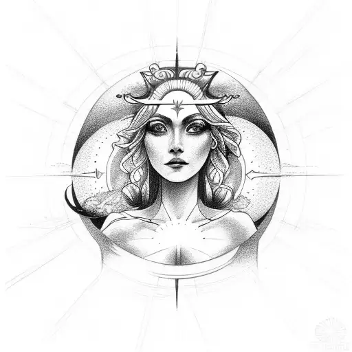 A Celestial Goddess With A Sun And Moon Crown