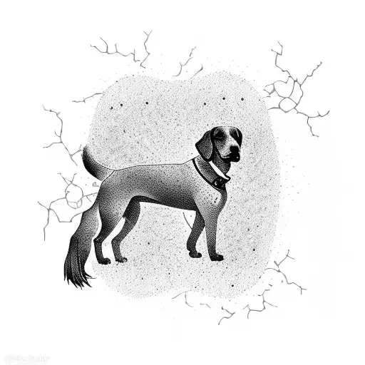 A Dog Silhouette Made Up Of Electric Sparks