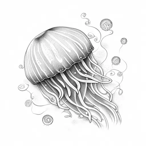 Jellyfish With An Ornamental Background