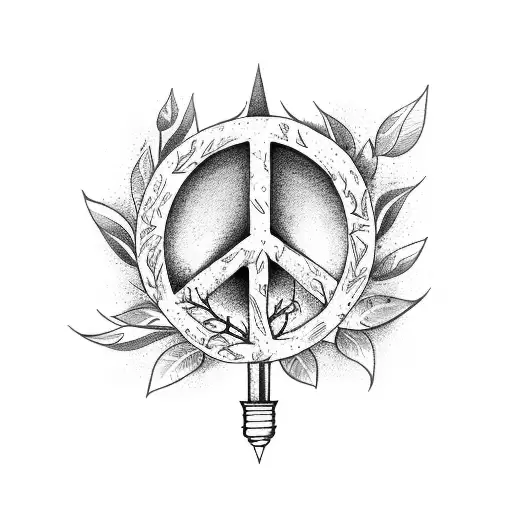 Bulb With Rowan Tree And Peace Sign