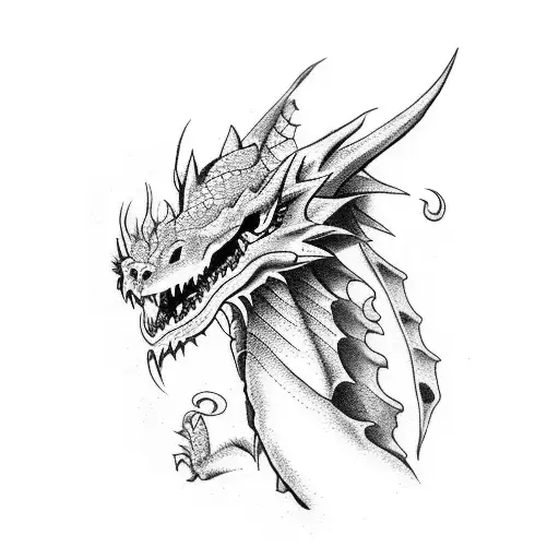 Dragon On Forearm Wrapping Around Arm And The Tail Goes Just Above The Elbow