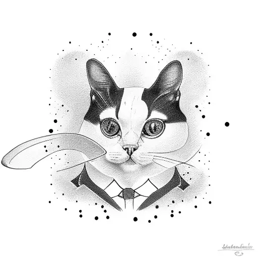 Tuxedo Cat With Green Eyes