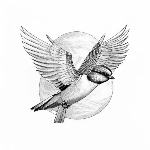 Bird European Roller Flying On Mountin