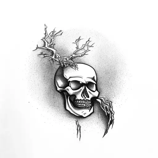 Skull Hanging From A Branch Of Yggdrasil