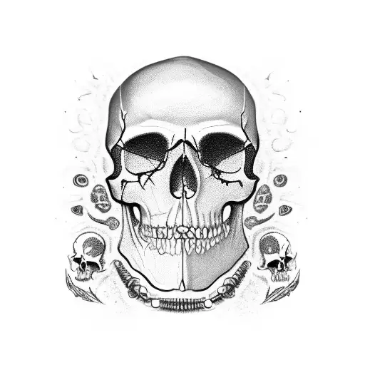 A Caveira Skull Adorned With Quimbanda Ritual Objects