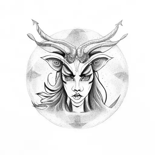 A Witch Riding A Baphomet