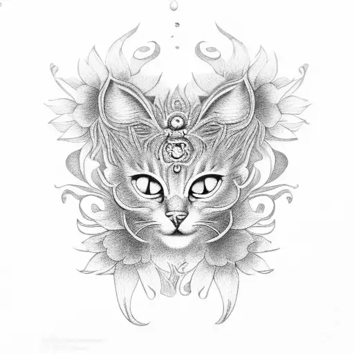 Chrysanthemum With Cat Skull