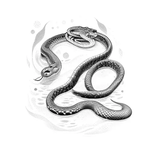 An Explorer Diving Into A Pool Of Water With A Snake Wrapped Around Their Arm