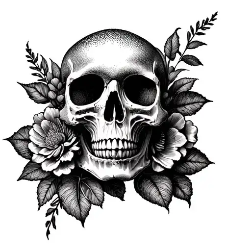 Skull Flower Intertwined