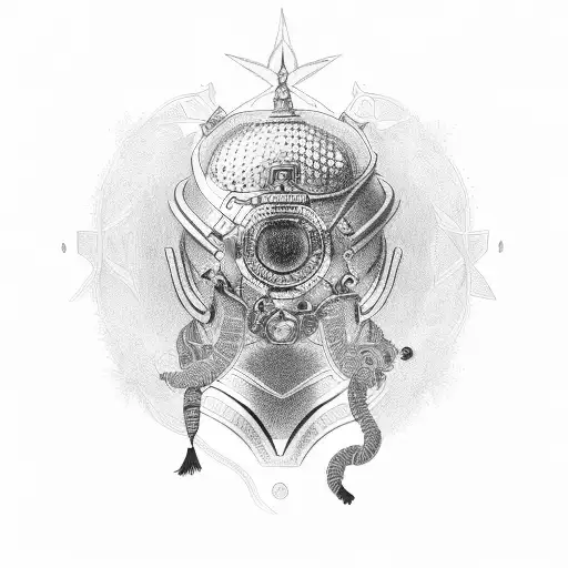 A Detailed Illustration Of A Caatinga Plant Intertwined With A Military Helmet