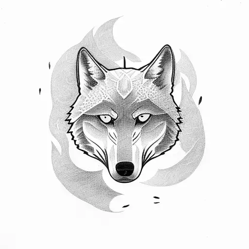 Create A Tattoo That Depicts A Student Studying While Being Protected By A Wolf Symbolizing Fenrir