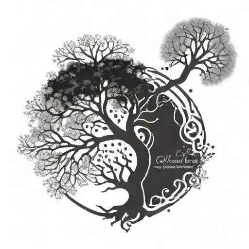 Tree Of Life Tattoo 4 Seasons In Black And White With Roots And Representing Dna And The Universe