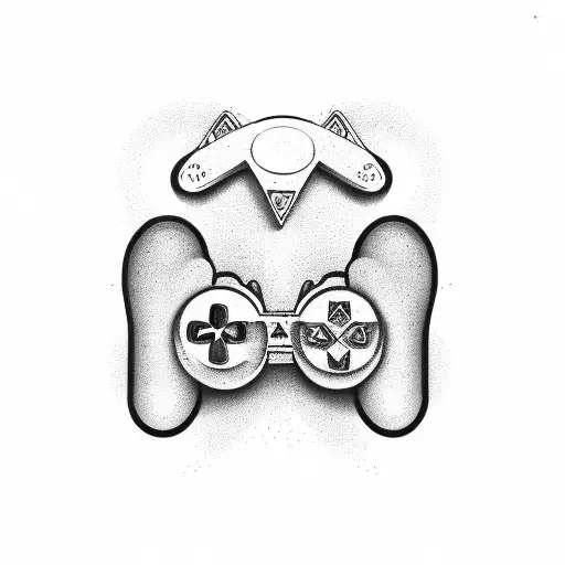 A Minimalist Design Showcasing The Playstation Controller Intertwined With A Silhouette Of A Cat