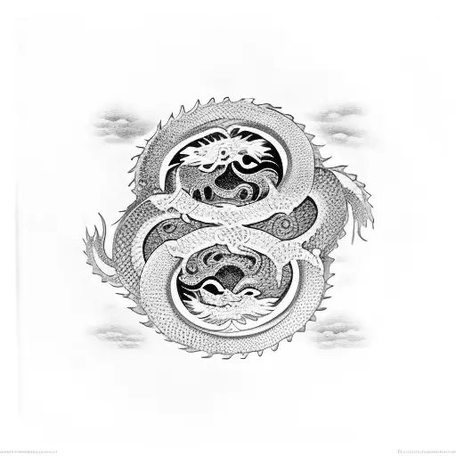 Yin Yang With Dragon And Snake