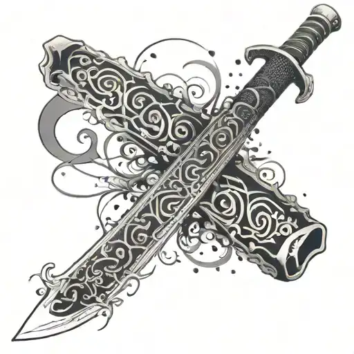 A Katana Blade With Musical Notes As The Edge