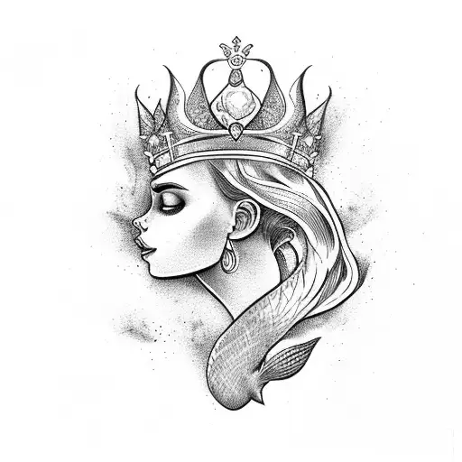 Mermaid With Queen Crown