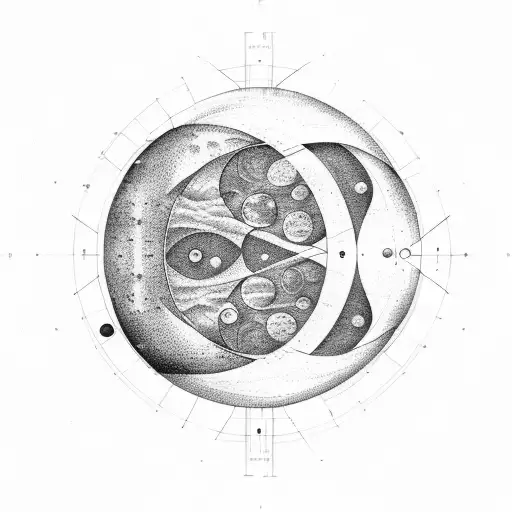 Blueprint-inspired Moon Phases With Engineering Symbols