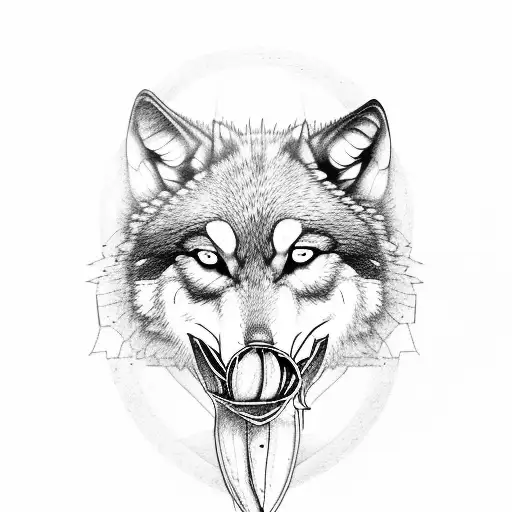 Wolf With Severed Hand In Mouth