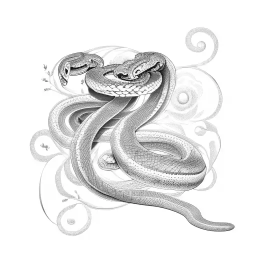 Snake With Lilac Flowers