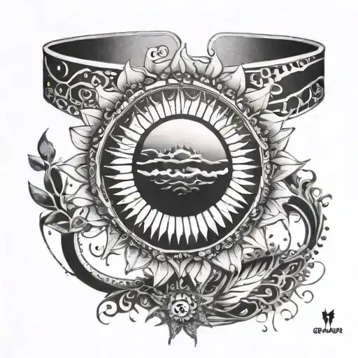 A Sun-inspired Bracelet Design Wrapping Around The Forearm With Intricate Details
