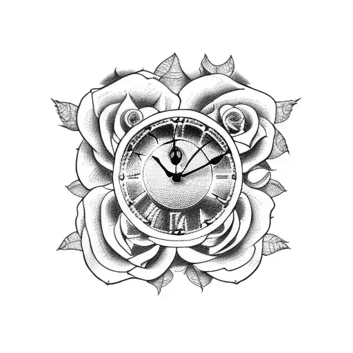 Clock With Roses And Cross