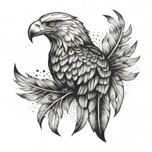 Eagle Feather Design Incorporating Symbols Of Hiking Trails