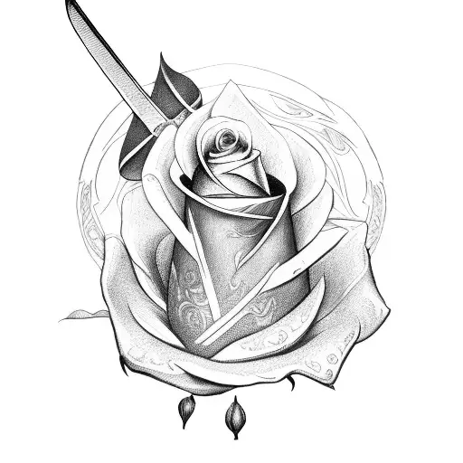 Sword With Rose And Wings