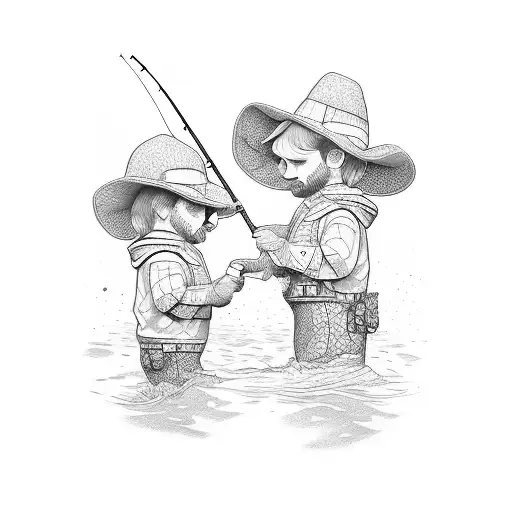Grandfather And Child Fishing