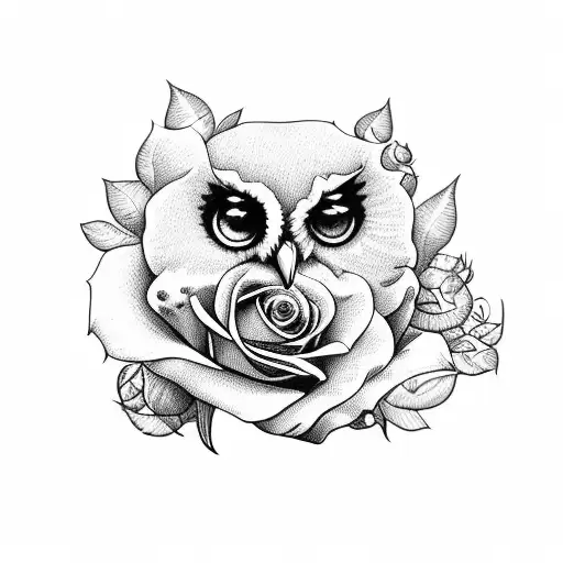 Owl Yellow Roses Lilacs