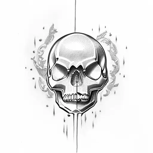 Skull With A V8 Piston And Sparkplug