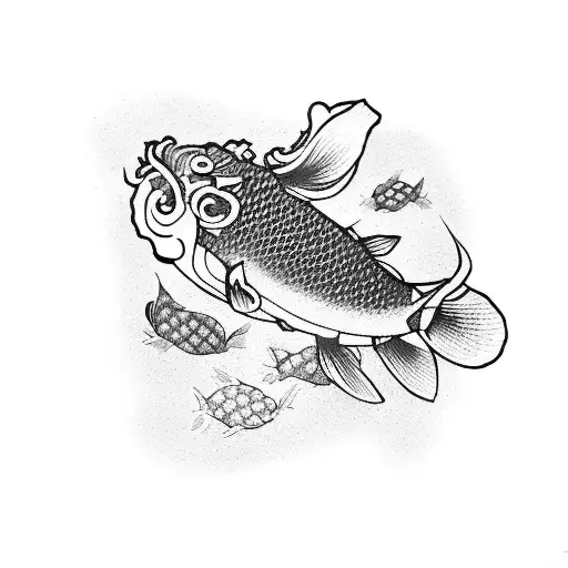 Samurai With Koi Fish