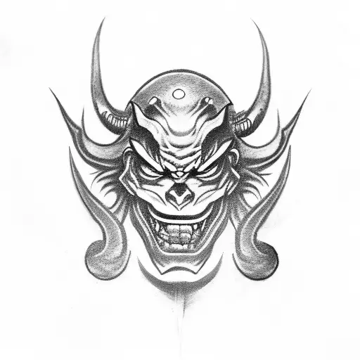 Scary Oni Mask With Some Background