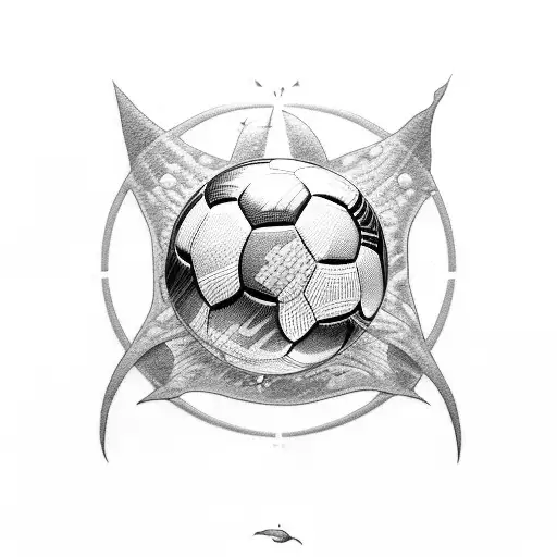 A Tattoo Design Featuring A Soccer Ball With A Shark Pattern