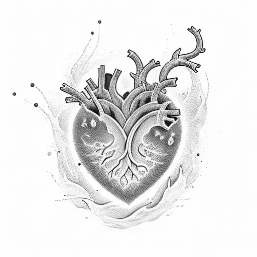 A Heart On Fire Over A Sea