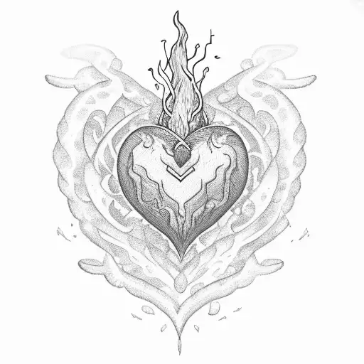 A Heart On Fire On Top Of An Ocean