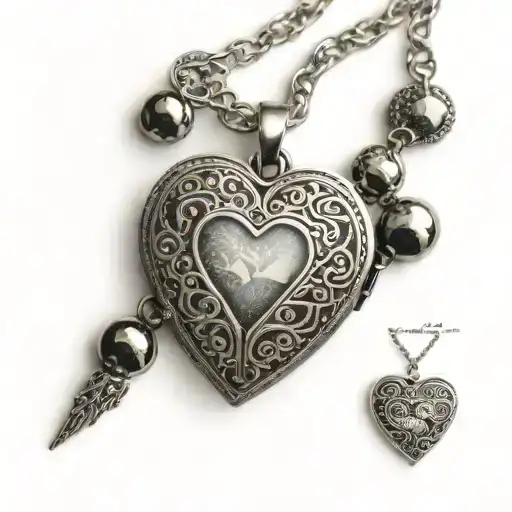 Open Locket Necklace Heart Shaped