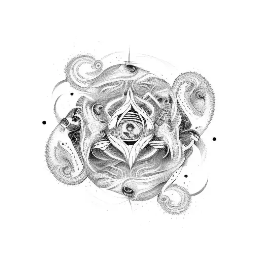 A Chaotic Scene Of Swirling Psychedelic Cats Surrounded By Mystic Symbols