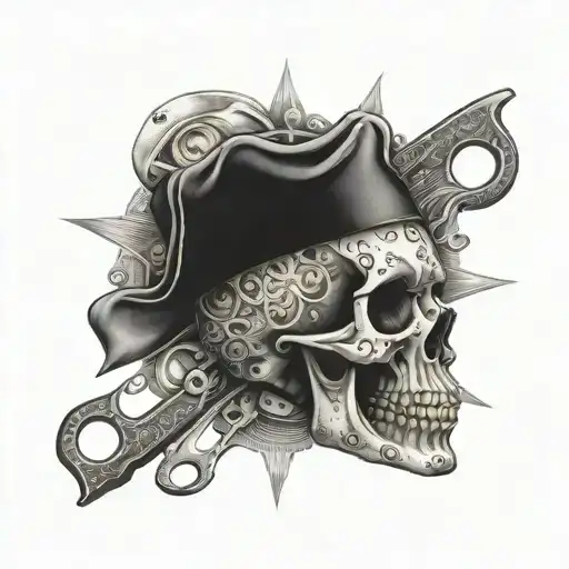 An Intricate Skull Wearing A Nurse's Hat Surrounded By Medical Tools