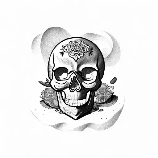 Skull Surrounded By Food Ingredients