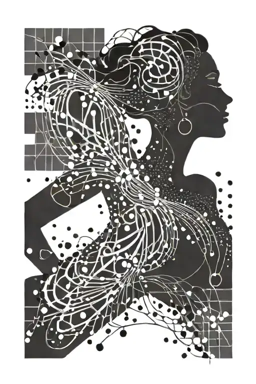 An Abstract Representation Of Musical Notes Forming A Dancer's Silhouette