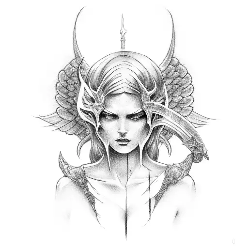 A Tattoo Of An Angel And A Demon Engaged In An Epic Battle