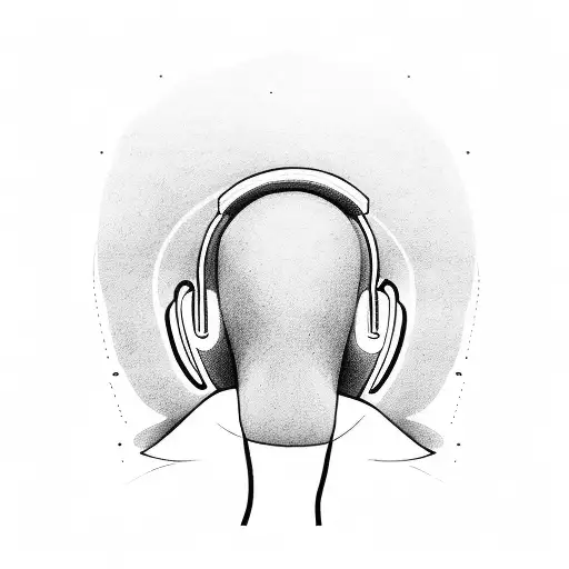Back Of Man Who Listen To Music In Headphones