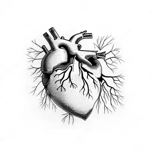 Anatomical Heart With Tree Background