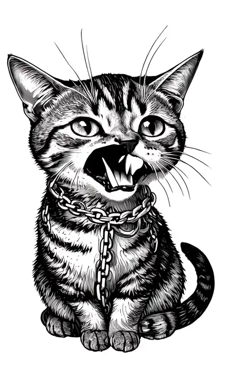 Cat Biting Chains In Half