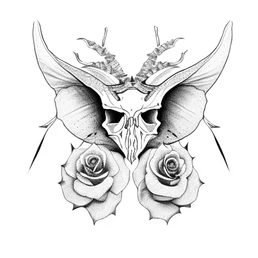 Moth Skull Goat Rose