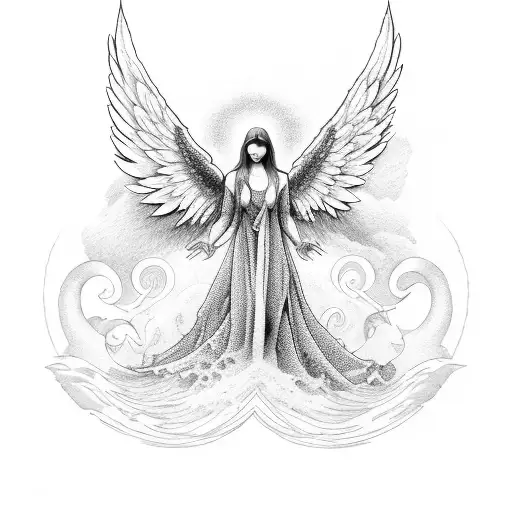 Combination Of Reference In Angel Or Wings And Sea Or Waves