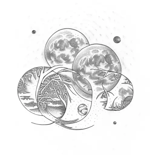 Triple Moon With Branches