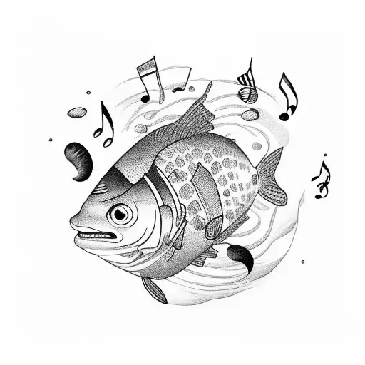 A Fish Made Out Of Coffee Beans Swimming In A Music Sheet