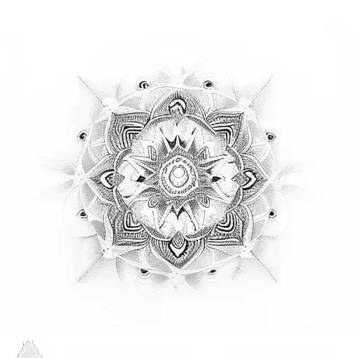 An Intricate Mandala Design With Dog Silhouettes