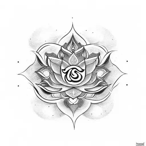 Om With Lotus And Trishul